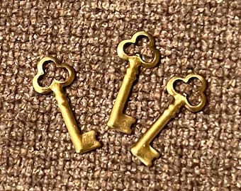 Tiny Keys~Shiny Brass~(3 to a package)~Price Includes Shipping