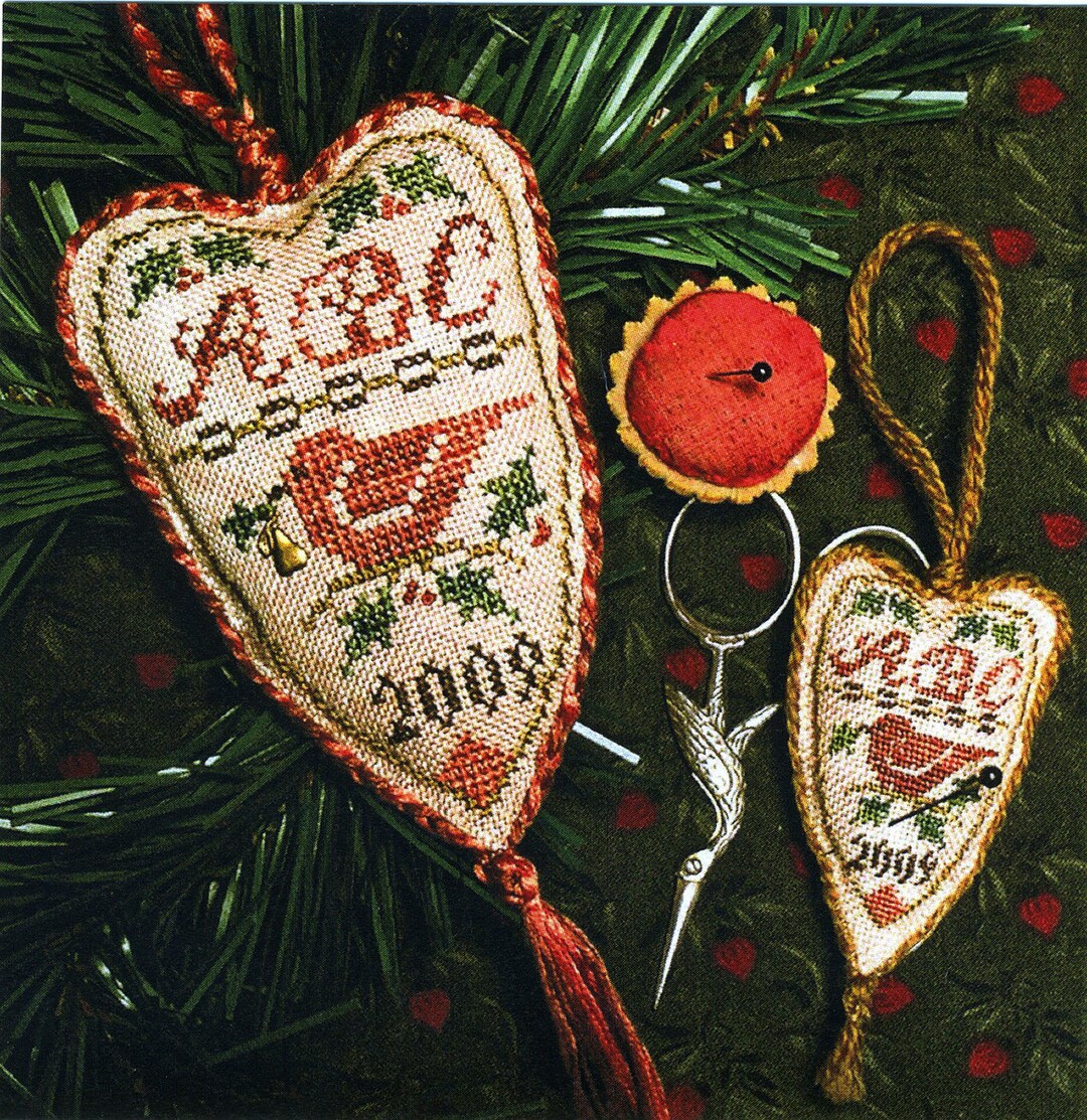 Festive Redbird Cross Stitch Includes A tiny Pear Brass Charm Etsy