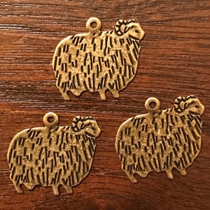 Sheep Brass Charm (3 to a package) Price Includes The Shipping