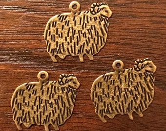 Sheep Brass Charm (3 to a package) Price Includes The Shipping