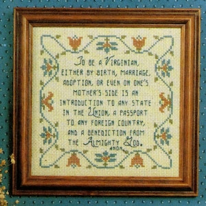 To Be A Virginian Samplers~Cross Stitch Patterns