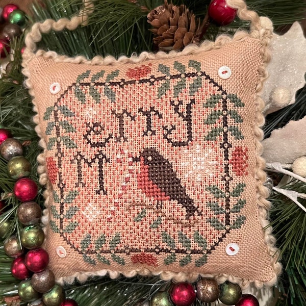 Be Merry Birdie ~ 2023 Annual Sampler Ornament ~ DIGITAL DOWNLOAD