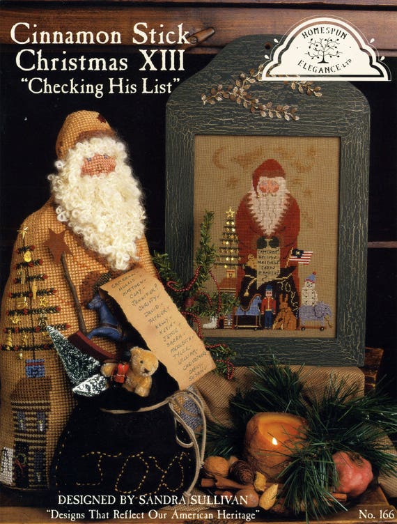 Israeli Strick Christmas 2022 Cinnamon Stick Christmas Checking His List Cross Stitch | Etsy Israel