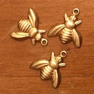 Medium Bee Brass Charms (3 to a package) Price Includes The Shipping