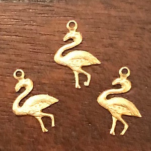 Flamingo Brass Charm ~ (3 to a package) Price Includes The Shipping