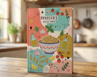 Libro de cocina colorido personalizado: cuaderno de cocina con nombre personalizado, organizador de recetas de cocina, regalo para mamá