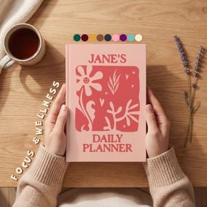 Gepersonaliseerde Daily Focus Planner • Aangepast productiviteitsdagboek • Organizer zonder datum • 4 en 6 maanden