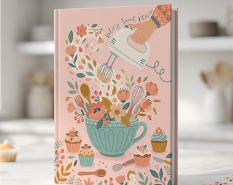 Libro de recetas rosa dulce personalizado: Libro de recetas de repostería floral personalizado, regalo para mamá, ella, esposa.