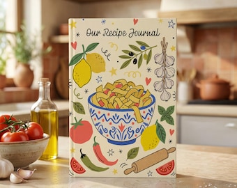 Libro de recetas moderno con nombre personalizado, libro de cocina en blanco, organizador de recetas de cocina, cuaderno de cocina, regalo
