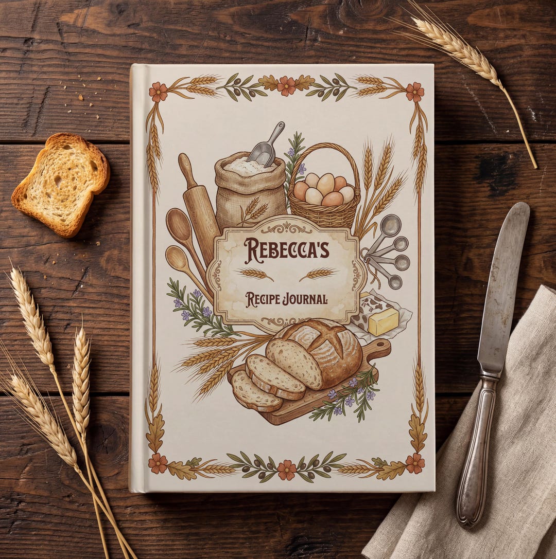 Vintage Style Personalized Cookbook: Rustic Family Recipe Journal ...