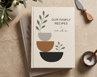 Skandinavisches kundenspezifisches Familienrezept-Tagebuch, personalisiertes minimalistisches Kochbuch, Küchennotizbuch, Einweihungspartygeschenk