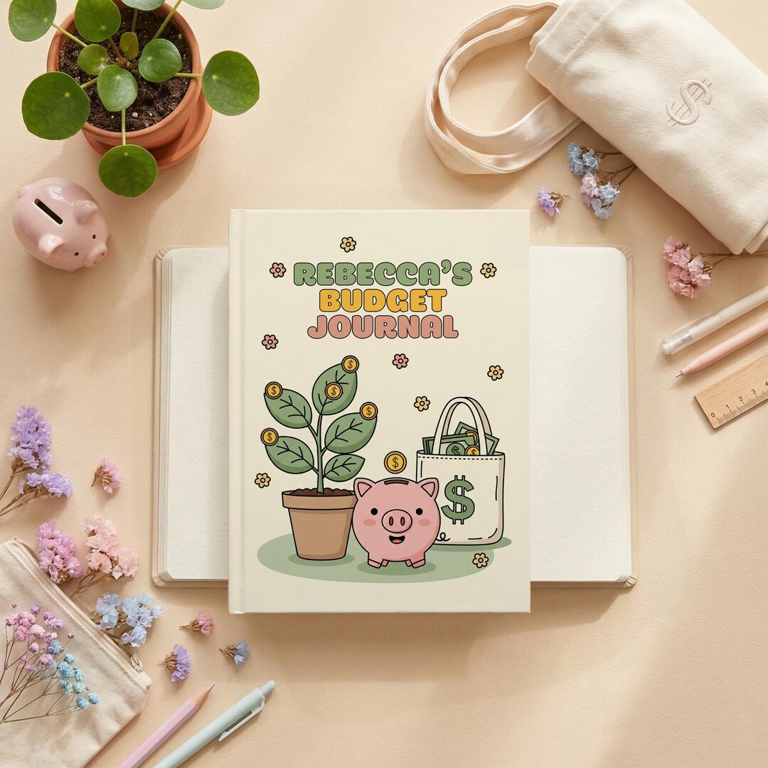 Personalized Kawaii Budget Journal, Custom Finance Planner, Savings Tracker Notebook - Etsy