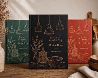 Rustikales personalisiertes Kochbuch, kundenspezifisches Familienrezept-Journal, Brautparty-Hardcover-Küchennotizbuch
