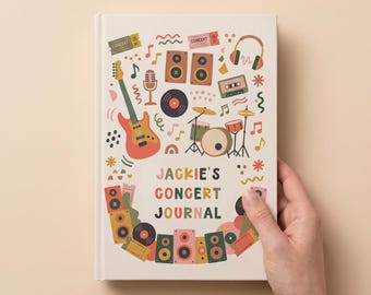 Diario de reseñas de conciertos, diario de festival personalizado, regalo personalizado para amantes de la música, cuaderno de seguimiento de conciertos, libro de recuerdos de conciertos,