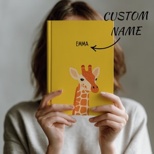 Cute Giraffe Notebook – Yellow Animal-Themed Journal for Kids or Adults | Lined Writing Notebook | A5 Size | Gift for Giraffe Lovers