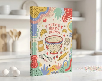 Cuaderno de repostería personalizado y colorido: Libro de recetas de pastelería con nombre personalizado, regalo para reposteros caseros.