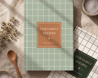 Minimalistisches personalisiertes Kochbuch, Vintage Grid Familienrezept Journal, Küchen Notizbuch, Hochzeitsgeschenke