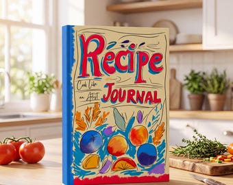 "Rezeptbuch mit Namen - ""Koch wie ein Künstler"" Hardcover Rezeptbuch - Handgezeichnetes Retro Food-Skizzenbuch - Personalisiertes Geschenk."