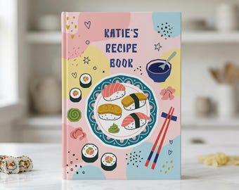 Cuaderno de recetas de sushi personalizado: organizador de cocina asiática con nombre personalizado