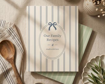 Vintage Inspired Personalized Cookbook, Custom Recipe Collection Book, Family Recipe Journal, Rustic Kitchen Notebook