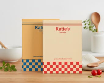 Libro de cocina retro personalizado, cuaderno de recetas personalizado, cuaderno de cocina vintage, diseño a cuadros, regalo para la novia