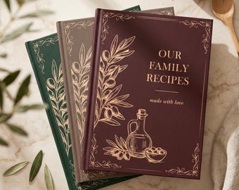 Mediterran personalisiertes Rezept Journal, Rustikales Individuelles Kochbuch, Hochzeitsgeschenk Küche Notizbuch