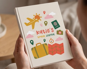 Cuaderno de viaje personalizado: planificador de viajes a medida, diario de vacaciones, cuaderno de aventuras, regalo para los amantes de los viajes.