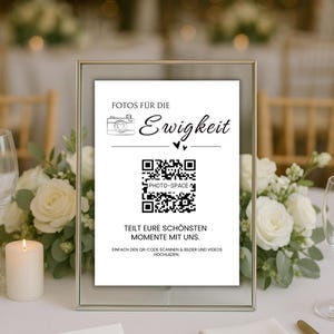 QR code wedding photos, QR code card template, personalize, digital Canva template, wedding sign, template for editing in Canva