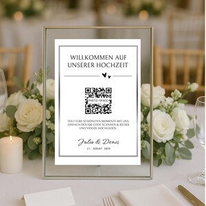 QR code wedding photos, QR code card template, personalize, digital Canva template, wedding sign, template for editing in Canva