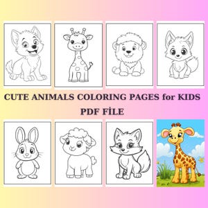 240 Cute Animal Coloring Pages For Kid, Digital Download,Coloring Pages,Coloring Pages for kids,Coloring Books Digitals,Coloring pdf