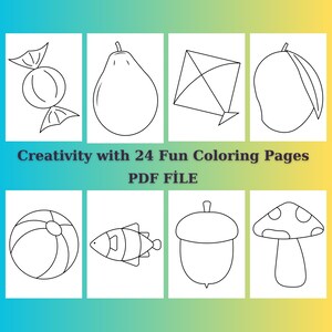 24 Unlock Creativity with Fun Coloring Pages Pages,Coloring Book Pdf,Digital Download,Coloring Pages,Coloring Pages for kids,Coloring Page