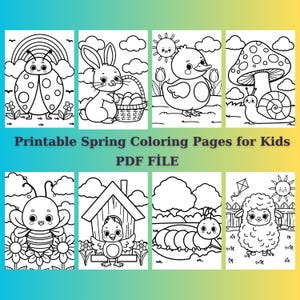 13 Printable Spring Coloring Pages,Coloring Book Pdf,Digital Download,Coloring Pages,Coloring Pages for kids,Coloring Page,Printable Color