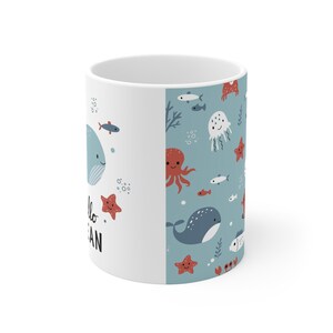 Sea Life Mug, Ocean Creatures Coffee Cup, Underwater Animals Tea Mug, Colorful Sea Design Kitchen Decor, Marine Life Gift