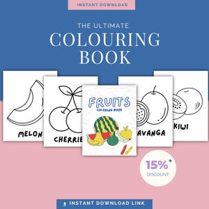 Fruits Colouring Book for Kids | 20 Fun Printable Pages | Educational Fruit Activity for Toddlers, Preschool| Instant Download PDF