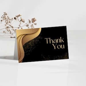 Gold and Black Elegant Thank You Card Printable | Luxury Minimalist Design | Digital Download | Small Business Packaging Insert