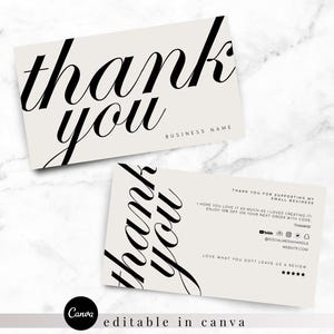 Plantilla de Canva para tarjeta de agradecimiento / Inserto comercial editable / Postal elegante para clientes