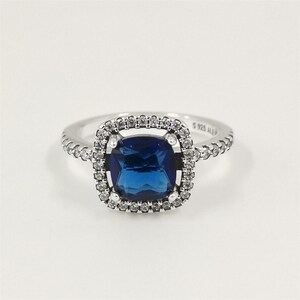 pandora sparkling square blue halo statement ring