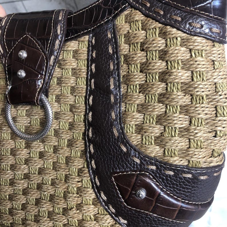 Brighton weave wicker leather brown handbag medium image 13