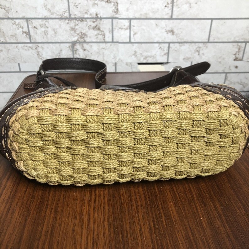 Brighton weave wicker leather brown handbag medium image 7