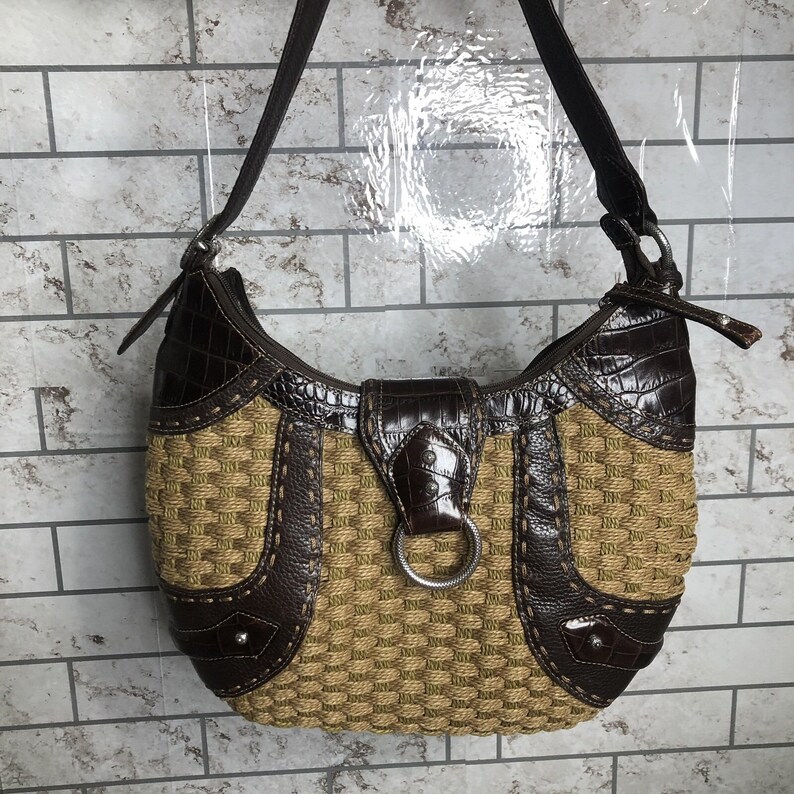 Brighton weave wicker leather brown handbag medium image 2