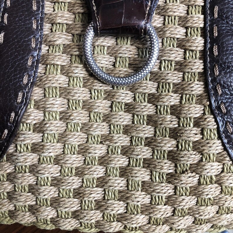 Brighton weave wicker leather brown handbag medium image 12