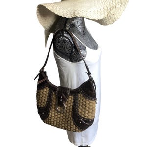 Brighton weave wicker leather brown handbag medium image 1