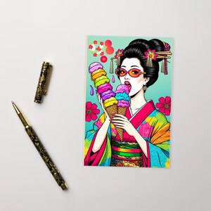 Sonhos de Sobremesa de Tóquio / Cartão Postal Padrão / Cartão Postal de Sorvete Maiko / Colecionadores de Cartões Postais de Arte Japonesa