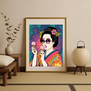 Eiscreme Gelassenheit / Kunst Poster / Neo-Japonismus Maiko Kunst Poster / Japanische Kunst Geschenk-Maiko Icecream01
