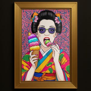 Geisha Ice Cream Jigsaw Puzzle: 1014 Piece Japanese Art - Neo Japonism
