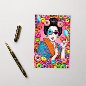 Kimono & Cream Delight / Standard Postkarte / Japanische Pop Art Donut Postkarte / Premium Kunst Edition