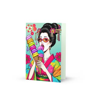Tokyo Dessert Dreams / Grußkarte / Maiko Ice Cream Grußkarte / Japanische Kunst Grußkarte Sammler