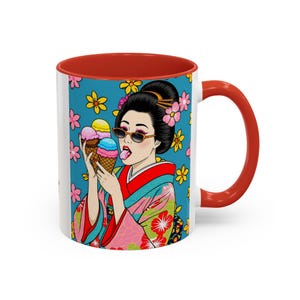 Taza de café con acento de helado Maiko retro y nostalgia arcoíris (325 ml): Maioko Icecream07