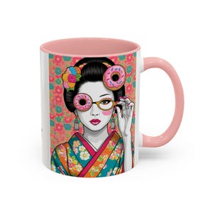 Taza de café con espiral de fresa / Postre Kawaii Maiko Art (325 ml): MaikoDonut02