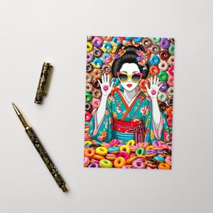 Harajuku Sugar Dream / Standard Postkarte / Japanisches Mädchen mit Donut Pop Art Postkarte / Premium Kunst Edition